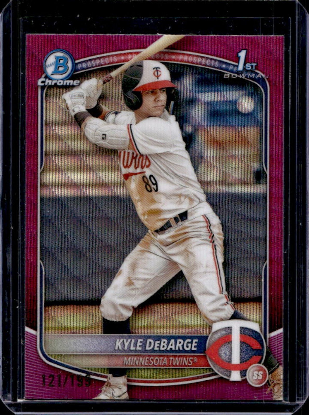 2025 Bowman Kyle DeBarge Chrome Fuchsia Wave Refractor 1st Prospect #/199 Twins