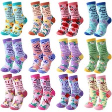12/24 Pair Christian Socks Gifts for Women with Inspirational Words Religious...