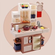 Kids Play Kitchen Set with Realistic Steam, Light, Sound  Water Flow Red