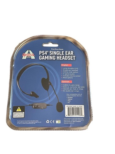 Arsenal PS4Single Ear Gaming Headset Black With Microphone New & Sealed - Picture 2 of 2