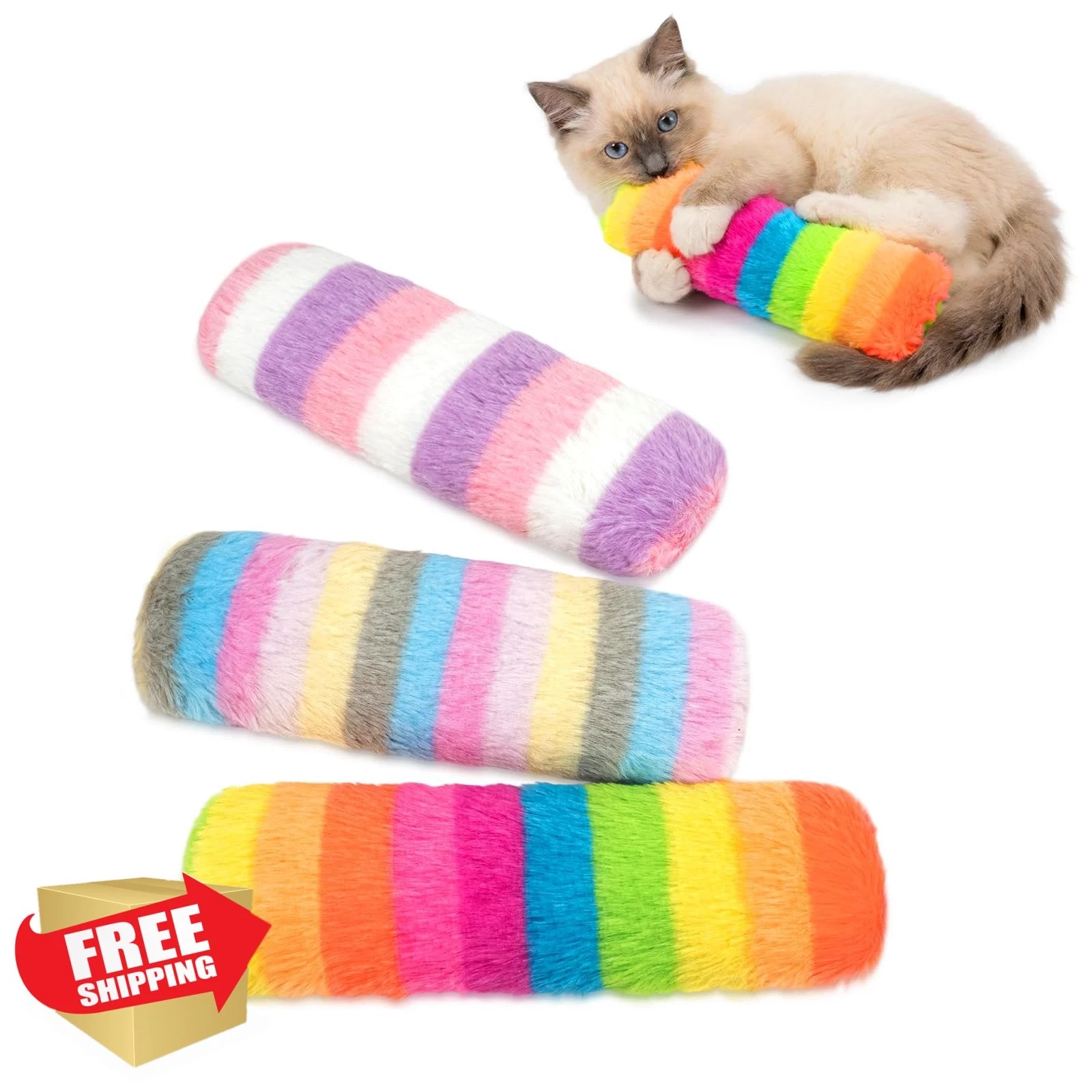 MAXTOOA Catnip Toy 3 Pack Cat Pillow Crinkle Sound Rainbow