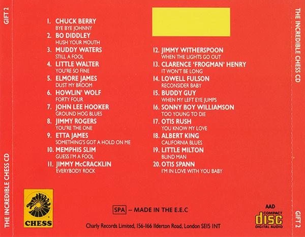 Various Artists Incredible Chess CD CD Europe Charly 1990 compilation GIFT2 - Bild 2 von 2
