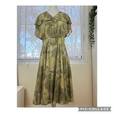 Vintage Japanese Sheer Chiffon Dress Madame Claude Print Dress Romantic Elegant