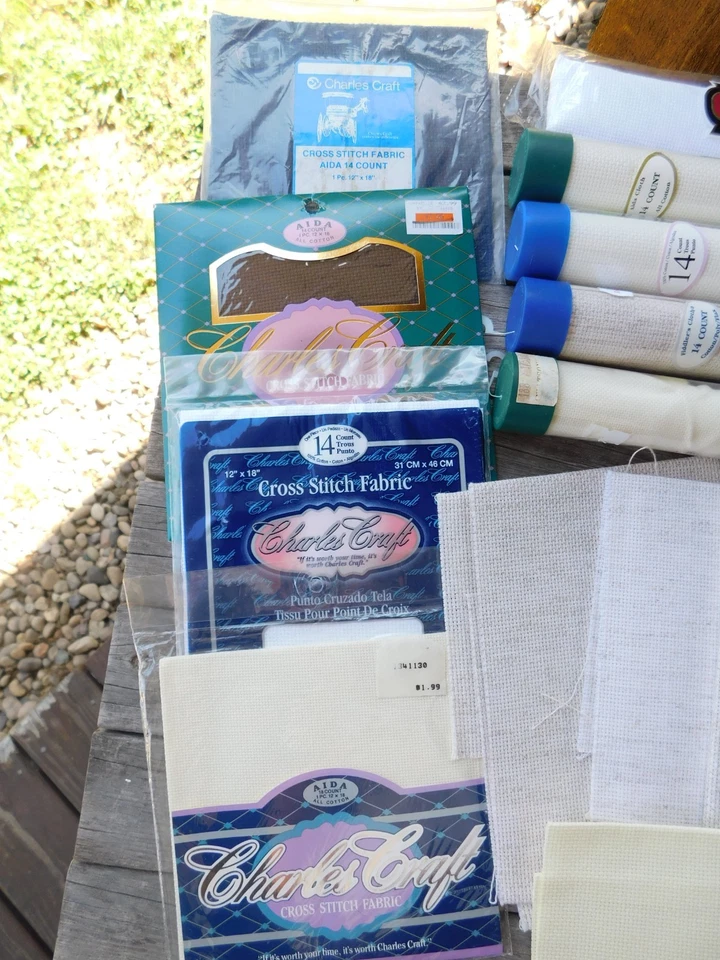 Lot Charles Craft +Others Cross Stitch Cloth Fabric Various Sizes & Colors - Image 4 of 4