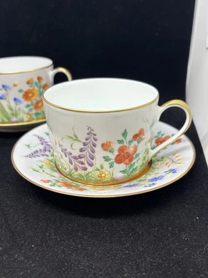 Tiffany & Co - Le Tallec - Fleurs des Champs - zwei (2) Teetassen mit Untertassen - selten - Bild 1 von 4