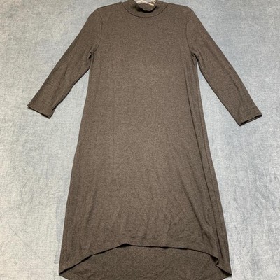 Premise Dresses Tunic Dress Womens Small Dark Gray Viscose Mock Neck Hi Low Hem