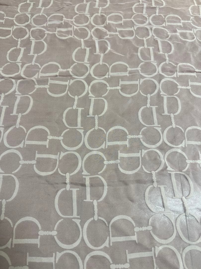 Christian Dior CD Logo Chain Pattern Silk Scarf Large Pink Vintage