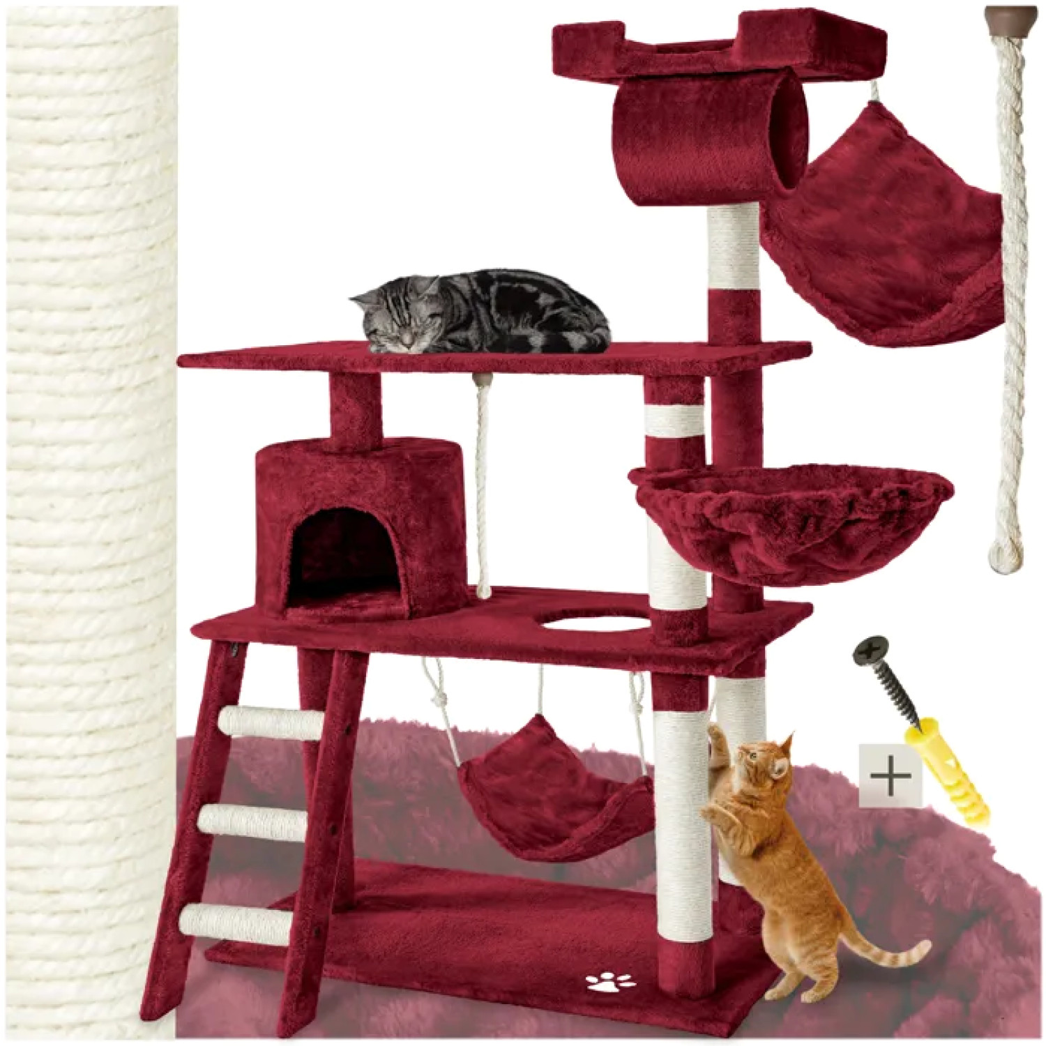 Griffoir en sisal et grand arbre à chat TECTAKE 141cm pour le jeu