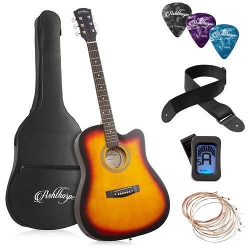OPEN BOX - 41-inch Beginner Cutaway Acoustic Guitar Package w Gig Bag - Sunburst
