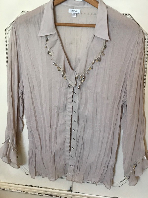 Vintage Y2K Fairy Crinkle Ruffle Beaded Top Whimsigoth Jaipur Sz L NWT