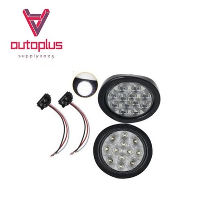 2Pcs Reverse Backup Tail Lamp 4'' LED 12V Clear Lens Round for Truck Trailer