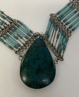 Vintage Chrysocolla Malachite Stone Choker Necklace Green Stone Not Silver — photo 9