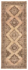 Vintage Geometric Hand-Knotted Carpet 4'9" x 12'6" Traditional Wool Area Rug