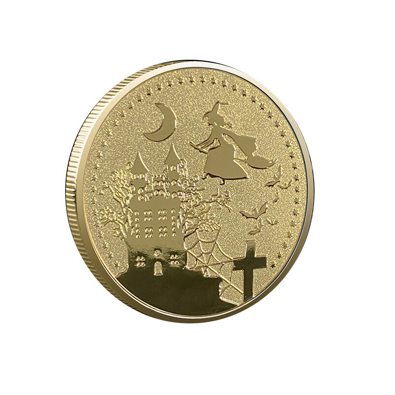 1PC Halloween Commemorative Coin Scarecrow Witch Festival Gift Challenge Coins