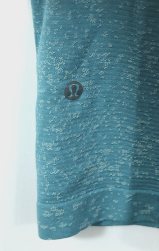Lululemon L Metal Vent Tech Tee Aqua Blue Heather Stretch Active Running Shirt - Picture 5 of 6