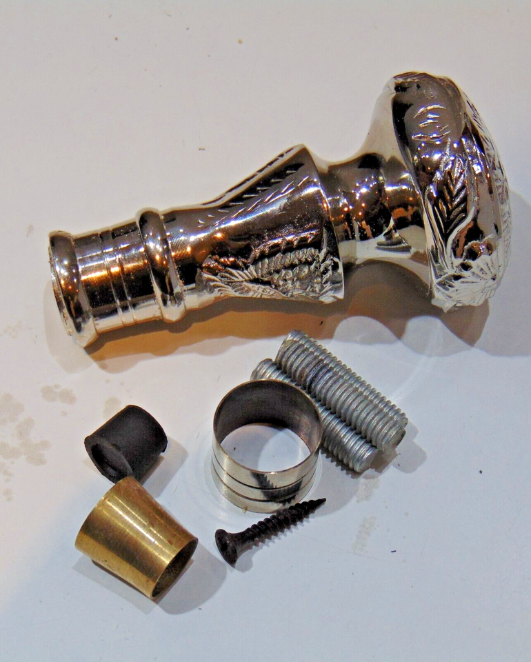 Vintage Brass Art Deco nickle brass Cane Handle or Walking Stick Handle