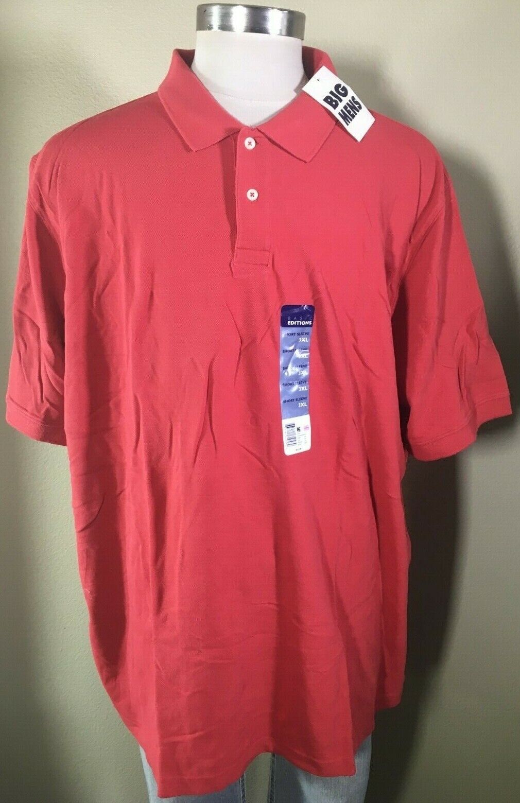 Basic Editions Short Sleeve Salmon Red 100/% Cotton Polo Shirt Big Men/'s 3XL NWT