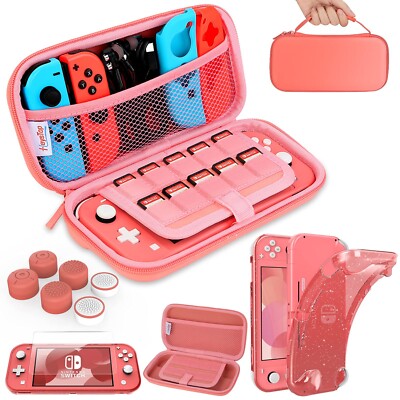 HEYSTOP Schutzhülle für Nintendo Switch Lite,Aufbewahrungsbox，Rosa