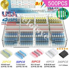 500PCS Waterproof Heat Shrink Butt Terminals Solder Seal Sleeve Wire Connectors