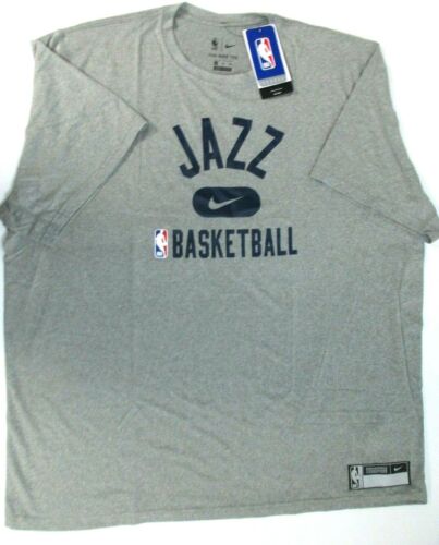 Nike Utah Jazz Gray Essential Practice Performance Short Sleeve Dri-Fit Shirt - Picture 1 of 6