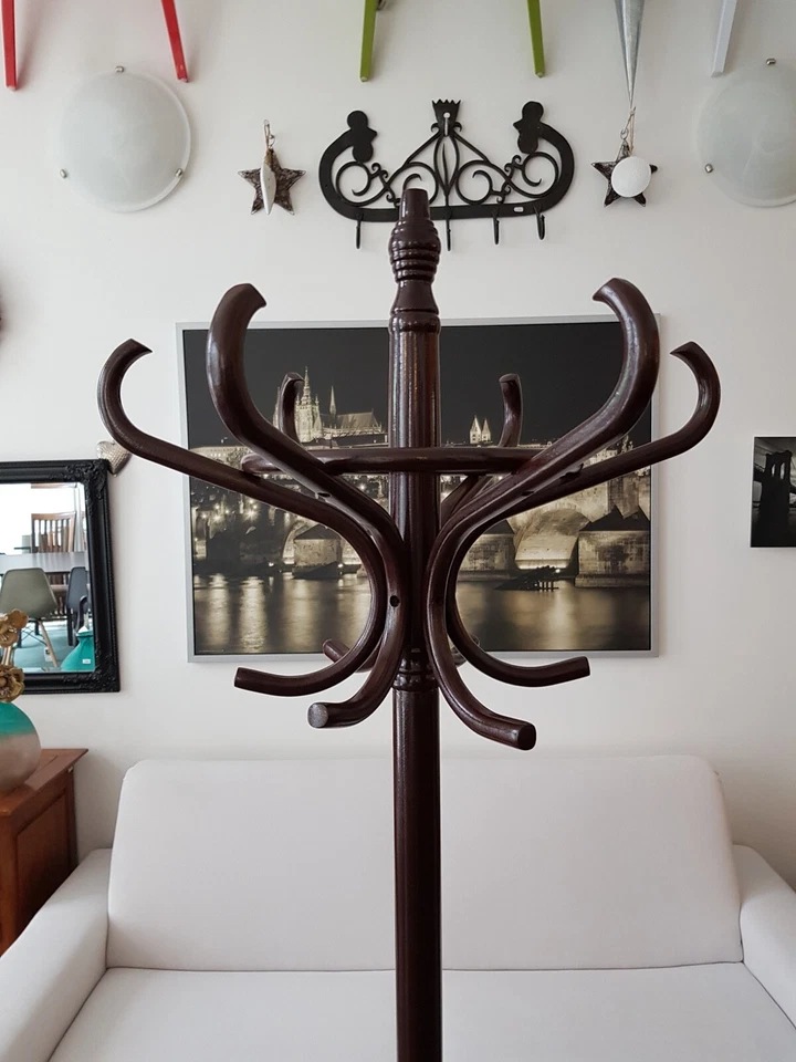 Nuevo sombrero y abrigo madera perchero soporte estilo antiguo tirante clavija Foto 3 de 4