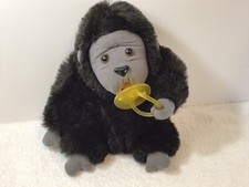 Russ Berrie Ape Gorilla Monkey Plush Bungo With PacifierBlack Chimp 8 Inch