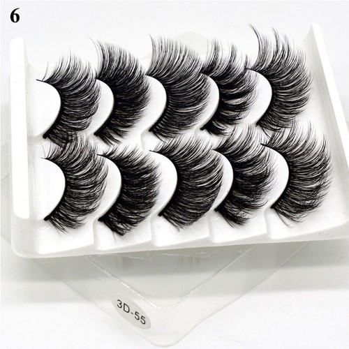 5 Pair False Eyelashes 3D Fake Lashes Eyelash Extension Wispy Fluffy Makeup Tool - Picture 25 of 25