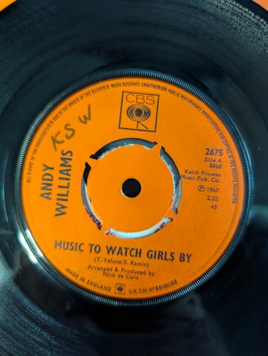 HEAR Andy Williams EZ Pop Mod 45 Music To Watch Girls By Face I Love UK VG+ - Picture 3 of 3