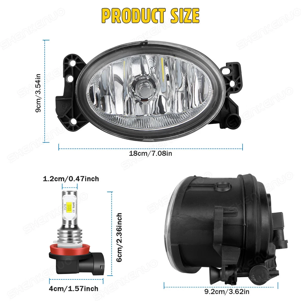 Juego de luces antiniebla delanteras para Mercedes Benz ML350 2008-2011 C300 2006-2011 con bombilla Foto 4 de 4