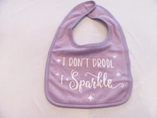 NWOT BABY GIRL'S PURPLE "I DON'T DROOL I SPARKLE" BIB