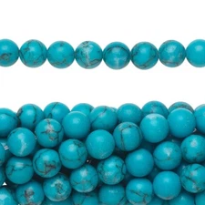 1 Strand(67) Imitation Blue Turquoise 6mm Round Beads with 0.7-0.9mm Hole