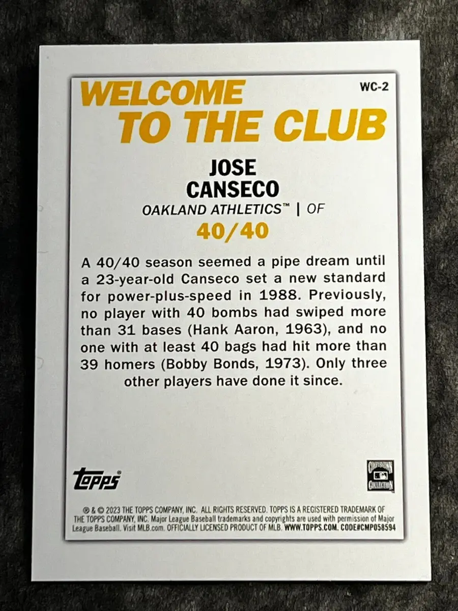 2023 Topps 40/40 CLUB Jose Canseco