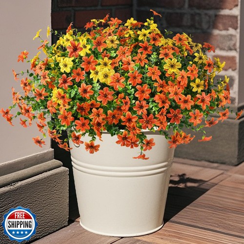 Homsunny Artificial Fake Flowers Plants for Outdoors Spring Decorations,12 Pc