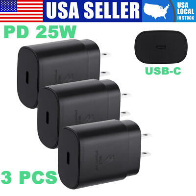 3PCS 25W USB-C Super Fast Charger Wall Charger For Samsung Galaxy S20 S21 S20 FE