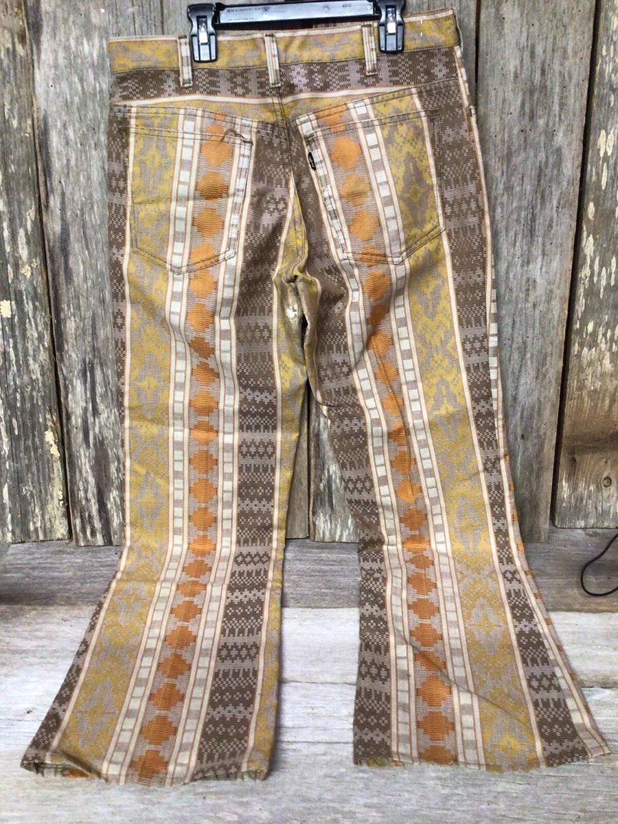 Vintage Levis Big E Sta-Prest Railroad Stripe Psychedelic Bell Bottom Pant  Jeans