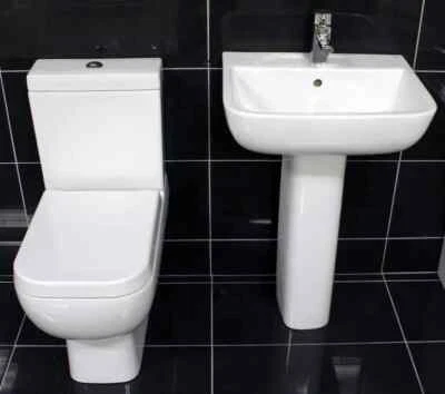 Rak Series 600 Toilet and Basin Sink Set With Soft Close Seat Bathroom Suite