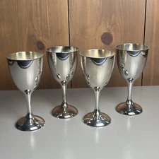 (4) International Silver Co  WINE / WATER Goblets 5+ oz, 6 in Tall - Lot of Four