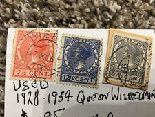 Netherlands-1928-1934 Queen Wilhelmina(3)-7 1/2, 12 1/2, 27 1/2