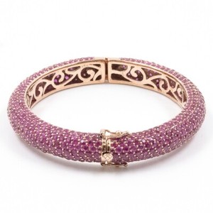 Authentic 30.84ct Natural Ruby 925 Sterling Sliver Bangle in Rose Gold Plated