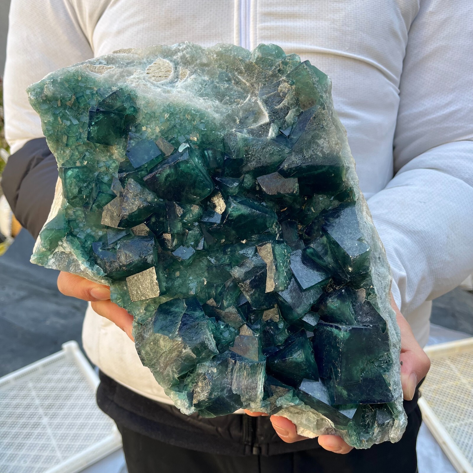 18.6lb Natural Green Fluorite Crystal Cluster for Healing Energy and Spiritual Growth  