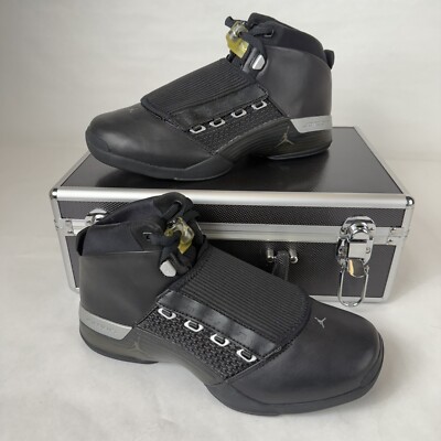 Sz 9 New Air Jordan 17 XVII Original Black Metallic Silver