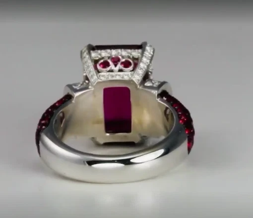Anillo fino clásico rosa real con circonita cúbica blanca en plata argentina 935 para mujer Foto 4 de 4