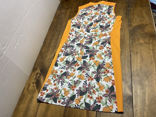 Coolibar UPF 50+ Backspin Golf Dress Zip Up Neck Sleeveless Floral Orange Medium - Picture 8 of 9