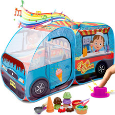 Ice Cream Truck Play Tent for Kids - Pretend Play Toy Food Set - Pop up Icecream