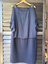 RM Richards 20W Navy Blue Embellished At Shoulders Dress Beading