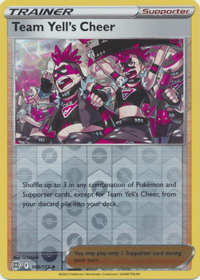 TEAM YELL'S CHEER 149/172 BRILLIANT STARS POKEMON (REVERSE HOLO, NM)