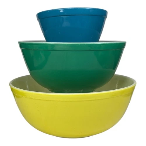 Vintage Pyrex Primary Colors Nesting Mixing Bowls Set of 3 - 401, 403, 404