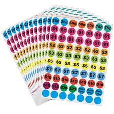 Garage Sale Stickers 1400Pcs, Preprinted Price Labels, Multicolor