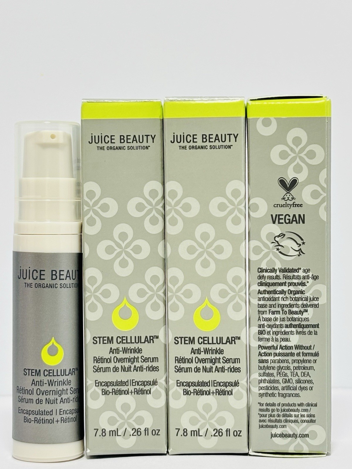 Juice Beauty Stem Cellular Anti-Wrinkle Retinol Overnight Serum MINI 0.26oz 3Pc