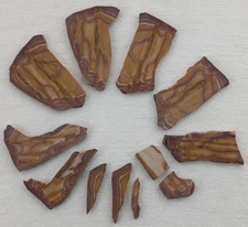 12 Rough Agate Slabs 354g 0.25" Thick Brown Reddish-Brown White